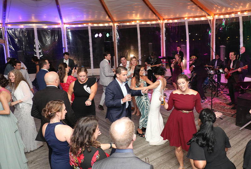 Guests dancing to the Boston Wedding Band