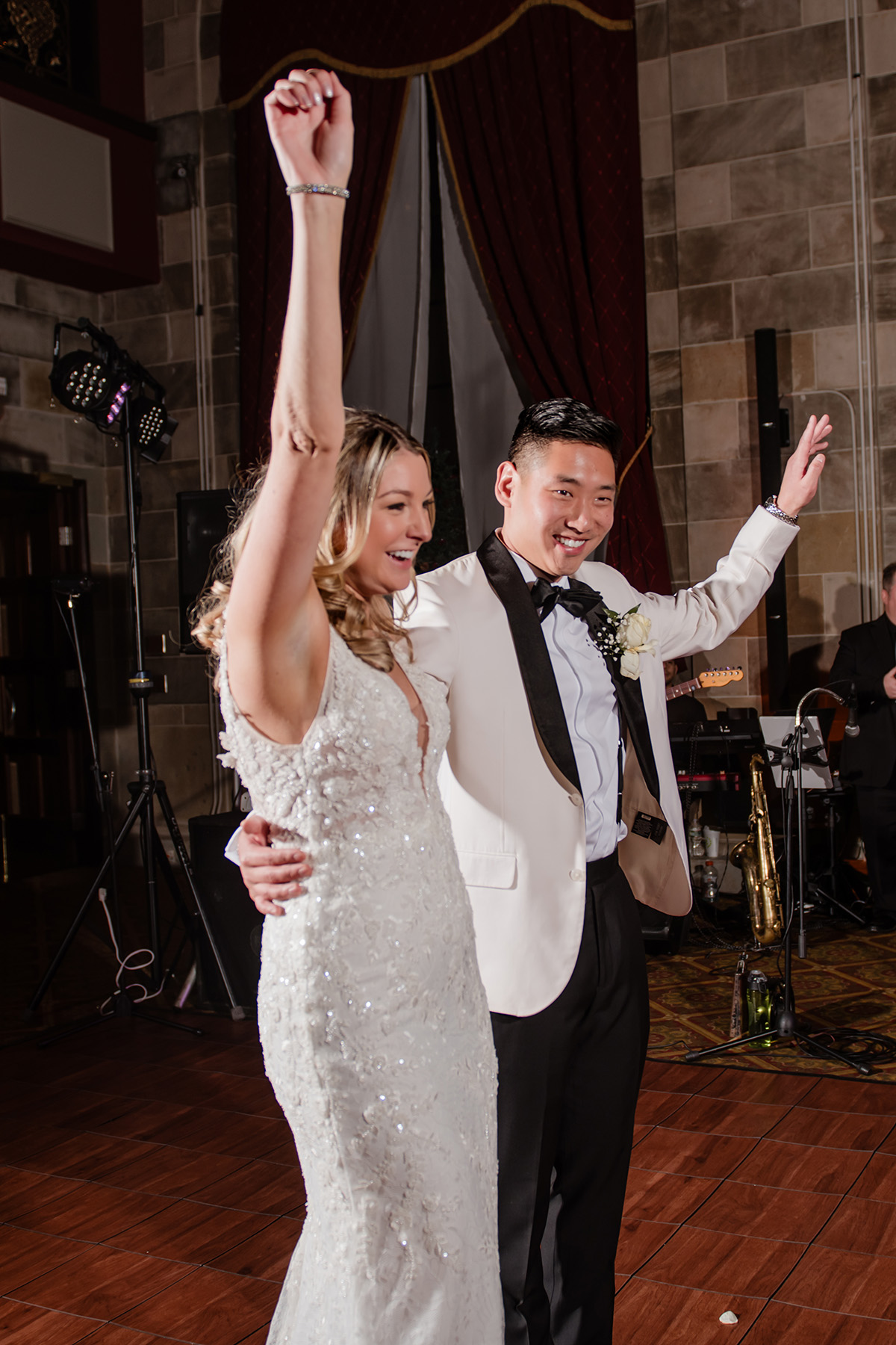 Carly and Jonathan Smiling during their wedding