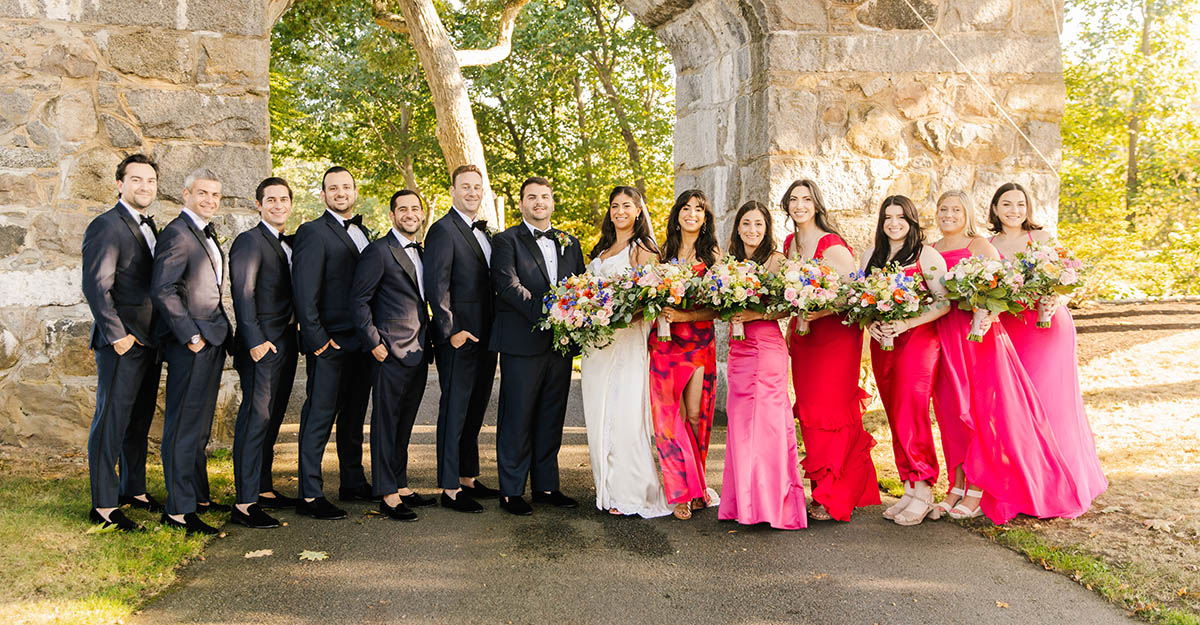 Carly and Zach's bridal party wedding photo.