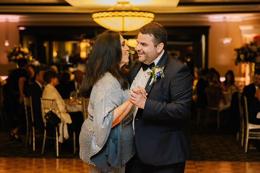 The groom dancing with his mother at his wedding in Salem, MA