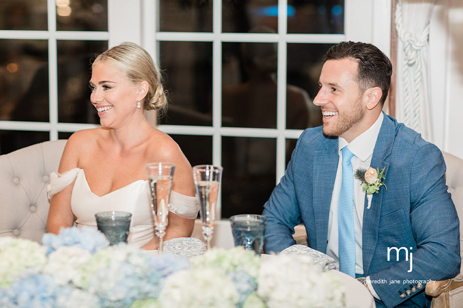 Bride and groom at the sweetheart table