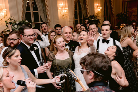 A packed dance floor errupts at The Omni Parker House as Boston Premier performs.