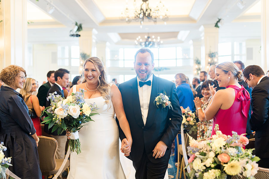 Jennifer and Don beaming after exchanging vows.