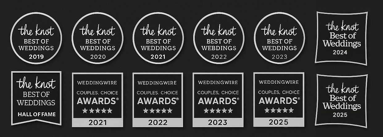 Boston best wedding awards ranging from 2019 - 2025