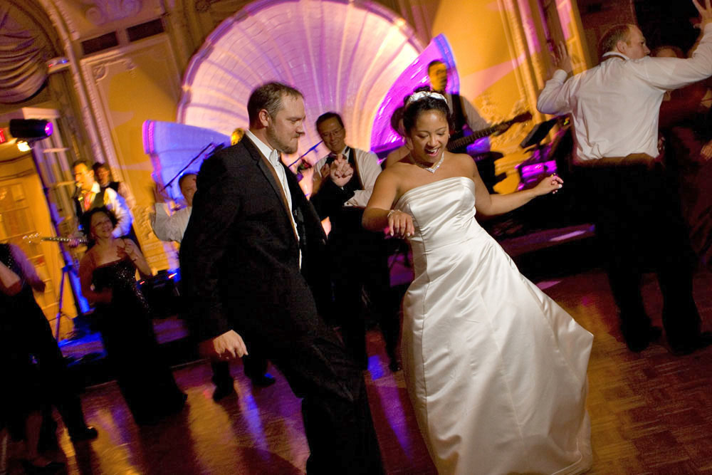 Jennifer and Alex dancing at their wedding at The Fairmont Copley Hotel